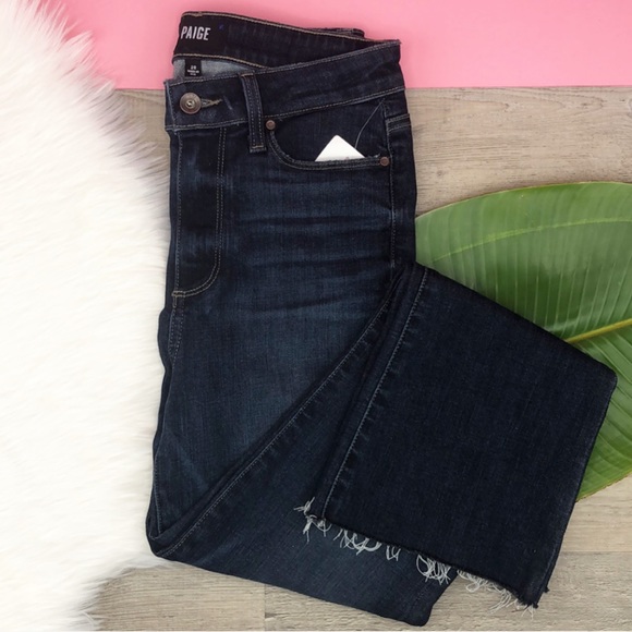 PAIGE Denim - {Paige} Colette Crop Flare Raw Hem Denim Jeans
